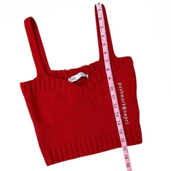[SET] ZARA 🍓 Knit Cardigan Sweater Cami Tank Top Red XS S - Picture 13 of 16